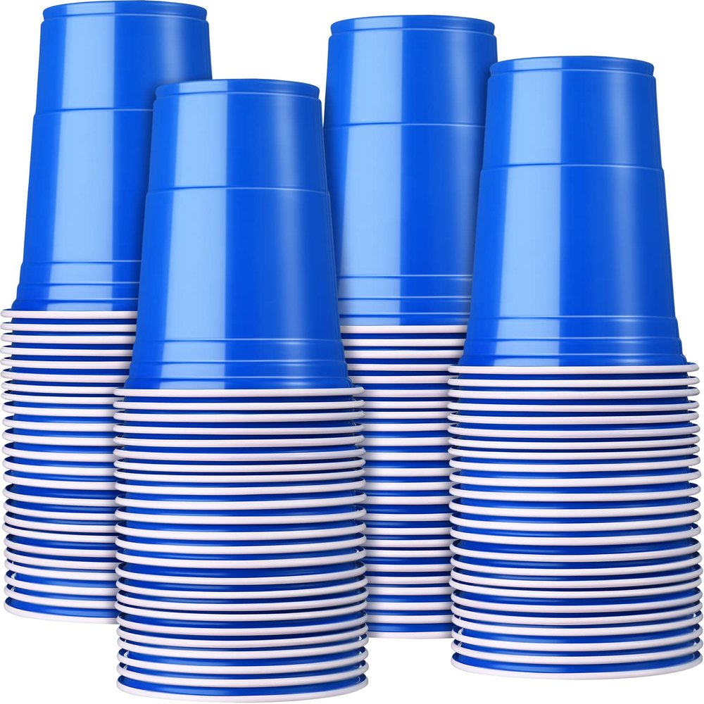 Mimorou Blue 200 Pack 16 oz Plastic Cups Bulk, Disposable Party Plastic Cup for St Patricks Mardi Gras Wedding Stackable Beverage Drinking Tumbler Heavy Duty for BBQ Birthday Baby Shower Graduation