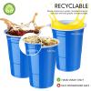 Mimorou Blue 200 Pack 16 oz Plastic Cups Bulk, Disposable Party Plastic Cup for St Patricks Mardi Gras Wedding Stackable Beverage Drinking Tumbler Heavy Duty for BBQ Birthday Baby Shower Graduation view 3
