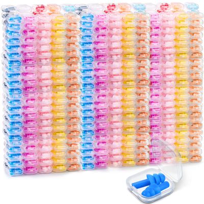 200 Pairs Ear Plugs Bulk for Sleeping Noise Cancelling, Swimming, Shooting, Concerts, Snoring 10 Assorted Colors with Carry Cases Reusable Silicone Earplugs Soft Ear Plugs