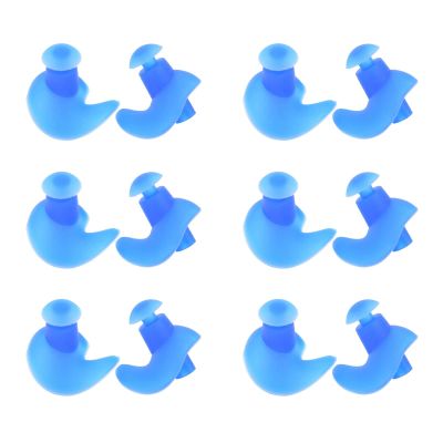 6 Pairs Silicone Swimming Earplugs, Comfortable, Watertight, Spiral Ear Plugs Professional Adult Dusty Proof Earplugs(Blue), Swimming Earplugs Watertight Silicone Water Sports Accessories 6 Pairs