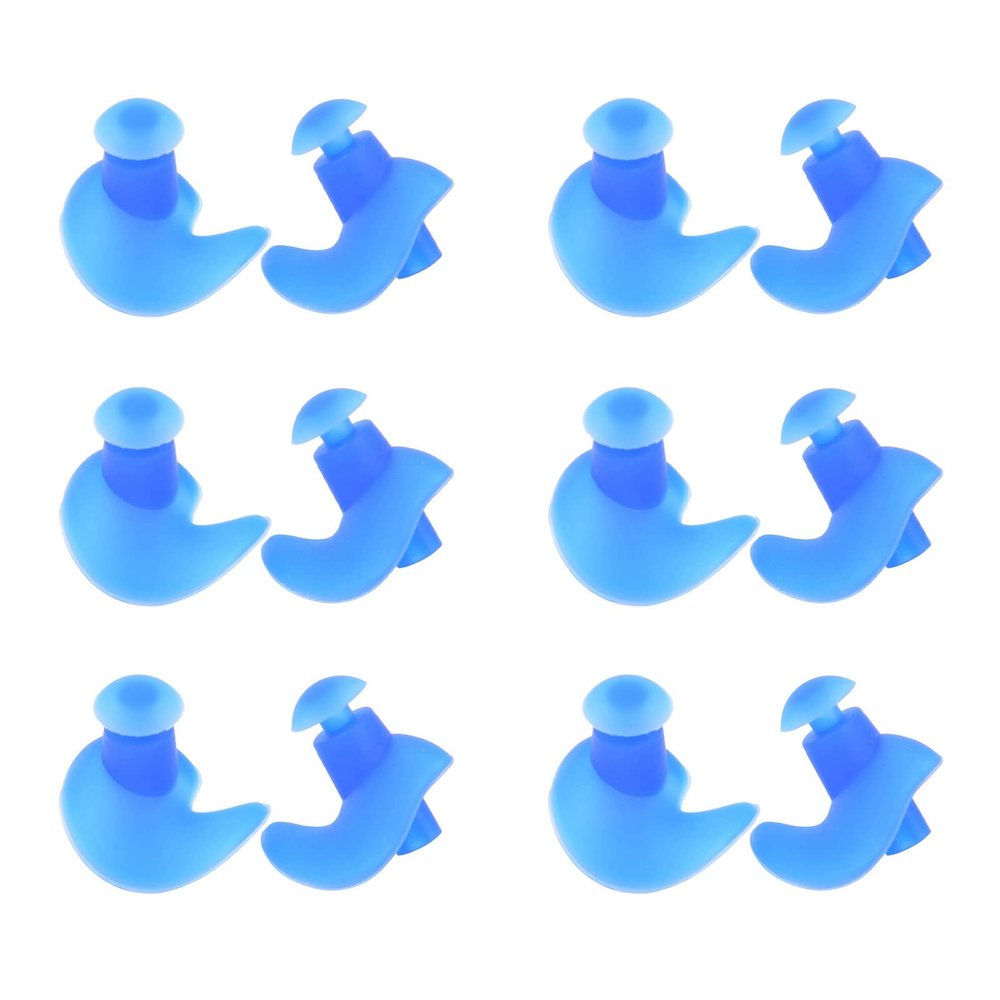 6 Pairs Silicone Swimming Earplugs, Comfortable, Watertight, Spiral Ear Plugs Professional Adult Dusty Proof Earplugs(Blue), Swimming Earplugs Watertight Silicone Water Sports Accessories 6 Pairs