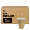 Comfy Package [Case of 500 10 oz. Clear Plastic Cups With Lids, Disposable Coffee Cups with Flat Lids - Ideal for Cold Beverages, Smoothies, and To-Go Drinks view 1