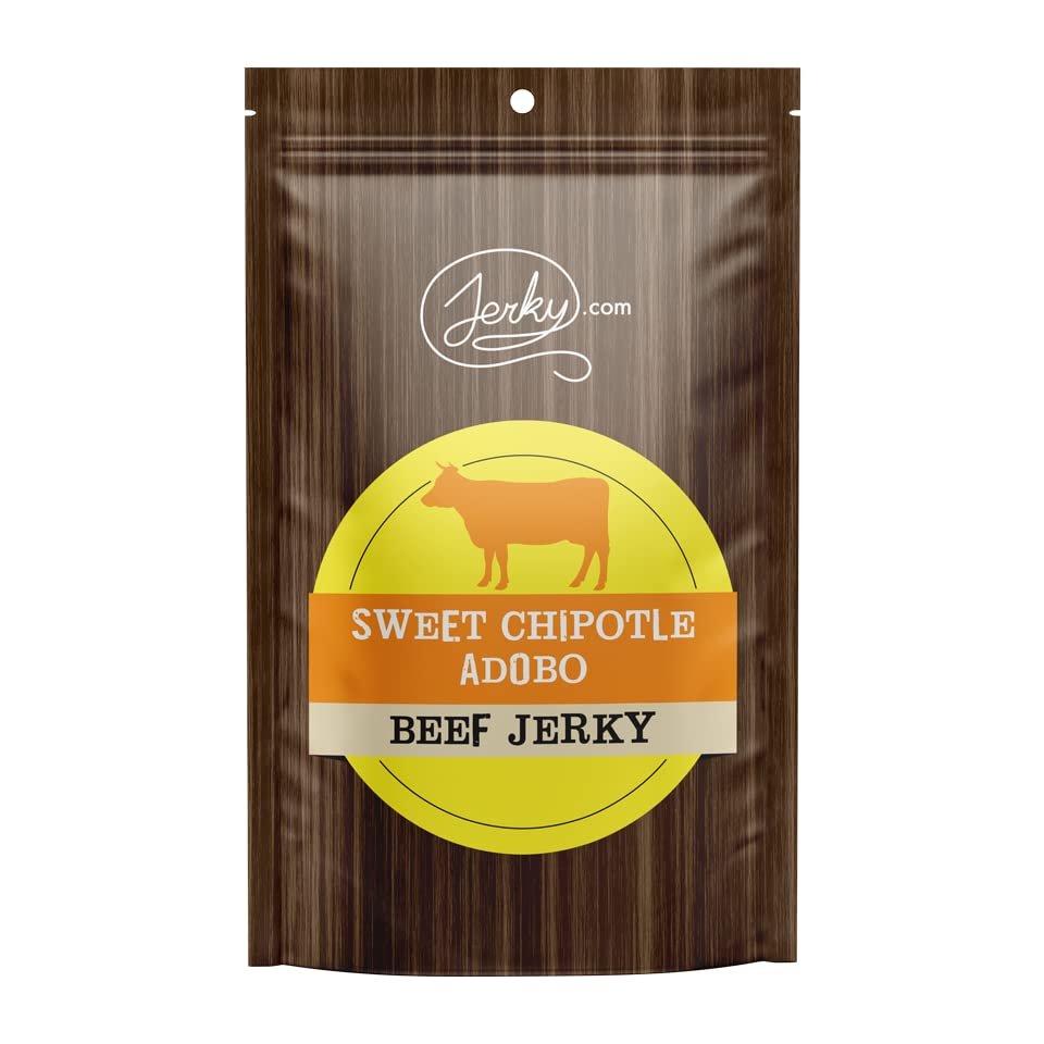 Jerky.com All Natural Sweet Chipotle Adobo Beef Jerky - No Added Preservatives, No MSG or Nitrates - Smoky, Sweet, & Zesty Adobo Flavor, 100% Lean Beef (2.5 Ounce, Pack of 1)