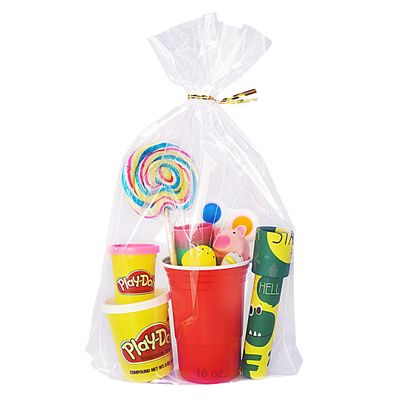 Wowfit 50 CT 10x14 inches Clear Bottom Gusset Cellophane Gift Bags with 6" Gold Twist Ties, Cello Packaging for Party Favors, Bridal Showers, and Wedding Gift Wrapping