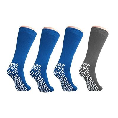 Nobles XXXL Extra Wide Bariatric Non Skid Slipper Socks for Swollen Feet and Edema -XXXL Extra Wide (4 Pairs 3 Blue 1 Gray)