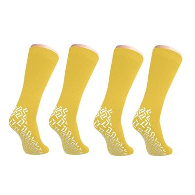 Nobles XXXL Extra Wide Bariatric Non Skid Slipper Socks for Swollen Feet and Edema -XXXL Extra Wide (4 Pairs Yellow)