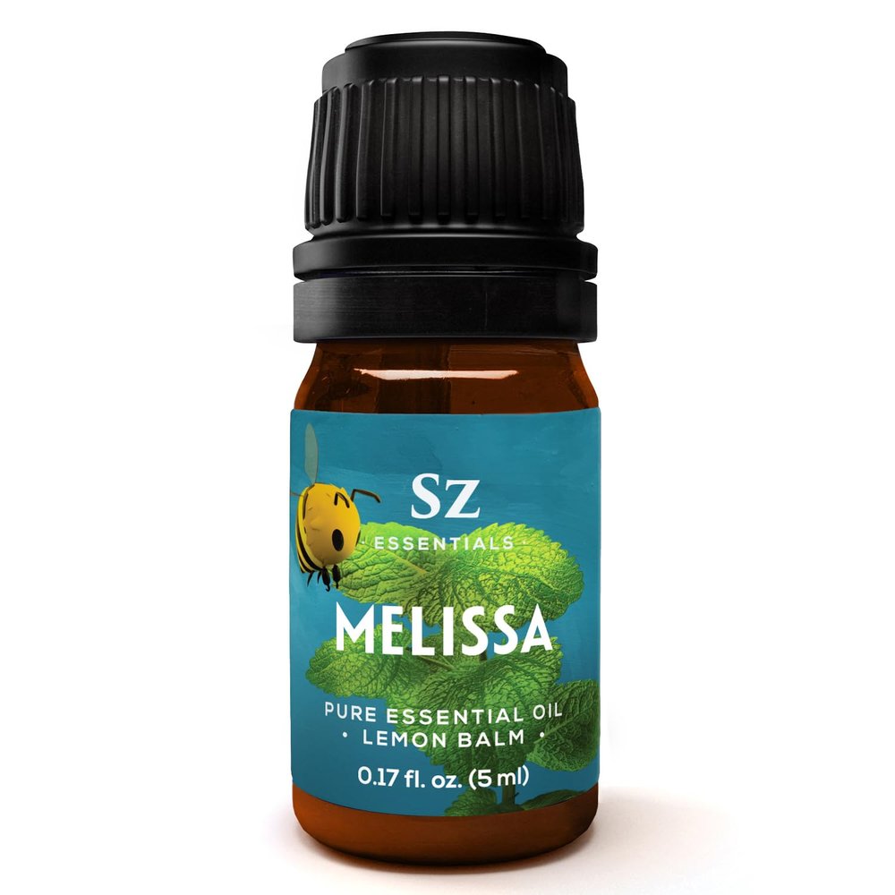 Sz Essentials - Melissa Essential Oil - Aka Lemon Balm - 100% Pure and Undiluted - Extracted from Melissa Officinalis - Sweet & Fruity Scent with Citrusy Overtones - Therapeutic Grade & Vegan - 0.17oz