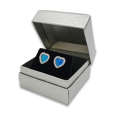 N N'icePackaging - 1 Qty Pre-Wrapped Shimmering Silver Earring Jewelry Gift Box w/matching Gift Sleve and Black Velvet Insert
