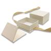N N'icePackaging - 1 Qty Elegant 2-Piece Ivory Pinstripe Earring Jewelry Gift Box w/Cream Insert a pre-affixed Light Golden Ribbon view 2