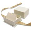 N N'icePackaging - 1 Qty Elegant 2-Piece Ivory Pinstripe Earring Jewelry Gift Box w/Cream Insert a pre-affixed Light Golden Ribbon view 3