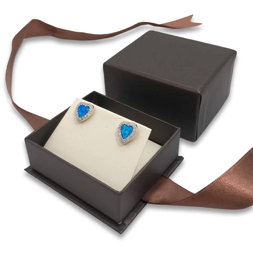 N N'icePackaging - 1 Qty Elegant 2-Piece Chocolate Brown Earring Jewelry Gift Box w/Cream Insert a pre-affixed Light Brown Ribbon
