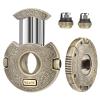 Scotte Cigar Cutter Stainless Steel Guillotine Sharp Blade V-Cut Cigar Cutter Clippers Built in Cigar Punch (Gold) view 1