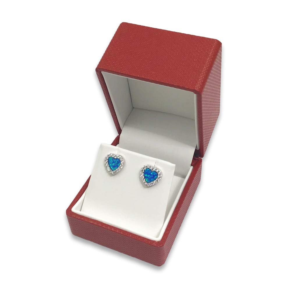 N N'icePackaging - 1 Qty Premium Macaw Red Textured Earring Jewelry Gift Box w/Pre-Affixed Red Ribbon 2-Piece Packer