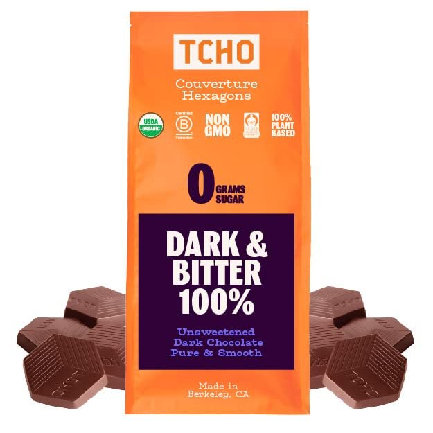 TCHO Dark & Bitter 100% Unsweetened Dark Chocolate Baking Couverture (6.6lb Bag) | Organic & Fair Trade Certified | Non GMO, Non-Dairy, Vegan, Soy Free