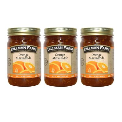 Dillman Farm All Natural Orange Marmalade - Gluten-Free, Non-GMO, Vegan, Kosher, Eco-Friendly, Preservative Free, Corn Syrup Free - Made in USA, 16 Ounce Jar (Pack of 3)