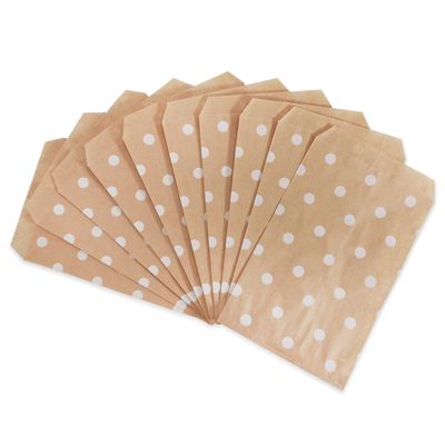CuteBox Flat Paper White Polka Dot Kraft Gift Bags 100pcs (4" x 6") for Merchandise, Crafts, Party Favors, Retail, Handmade Goods, Arts and Crafts, Outdoor Events, Holidays, Weddings