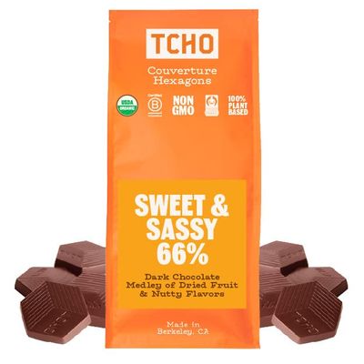 TCHO Sweet & Sassy 66% Dark Chocolate Baking Couverture (6.6lb Bag) | Organic & Fair Trade Certified | Non GMO, Non-Dairy, Vegan, Soy Free
