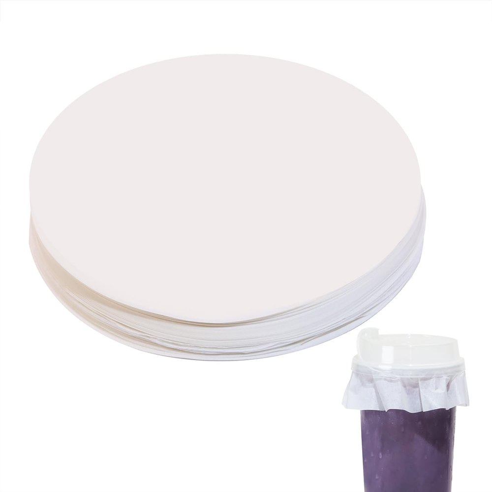 ONLYKXY White Leak-Proof Cup Cap Lid Liners Round Sealing Paper Pads Waterproof Spill Proof Paper for Plastic Drink Milk Tea Coffee Beverage Cup Leak Proof Film Sealing Film (250, 12cm/4.72inch)