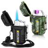 2 Pack Waterproof Lighter Outdoor Windproof Torch Lighters Dual Arc Butane Electric Lighters USB Rechargeable Lighters Flameless Plasma Lighter Camping Hiking Adventure Survival Tactical Gear view 1