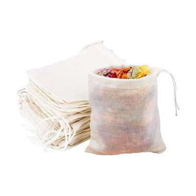 100Pcs Natural Cotton Drawstring Bags, 4 x 6 Inch Reusable Muslin bags, Gift Sachet Tea Bags Jewelry Pouch for Party Wedding Home Storage