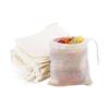 100Pcs Natural Cotton Drawstring Bags, 4 x 6 Inch Reusable Muslin bags, Gift Sachet Tea Bags Jewelry Pouch for Party Wedding Home Storage view 1