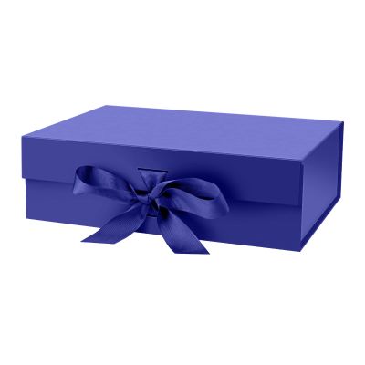 DaiJoob Gift Box with Lid for Presents 10.5x7.5x3.1 Inches with Ribbon and Magnetic Closure(1-Pack) (Blue)