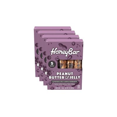 HoneyBar Snack Bar | Certified Gluten Free | Non-GMO | Vegetarian (Peanut Butter & Jam, Pack of 20 Bars)