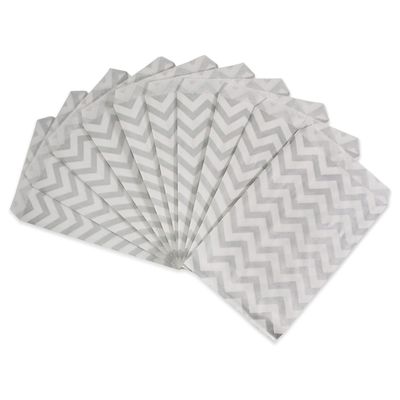CuteBox Flat Paper Silver Chevron Gift Bags 200pcs (4" x 6") for Merchandise, Crafts, Party Favors, Retail, Handmade Goods, Arts and Crafts, Outdoor Events, Holidays, Weddings