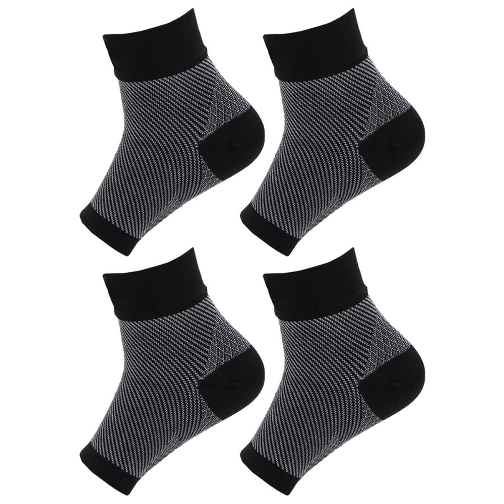 2pairs Plantar Fasciitis Compression Socks Ankle Support Sleeves for Arch Relief Heel Pain Moisture-wicking for Black s