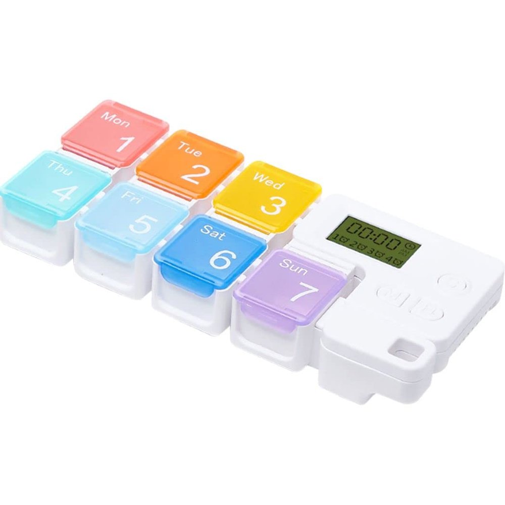 7 Day AM PM Pill Organizer, Travel Pill Box Case, 7 Compartments Weekly Pill Organizer to Hold Vitamins,Fish Oil,Supplements, Weekly Pill Box/Cases, Daily Medicine Dispenser with Alarms