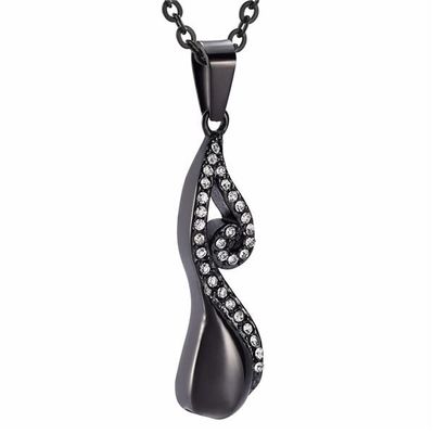 BIAIHQIE Stainless Steel Bowknot Cremation Necklace Memorial Funeral Cremains Holder Urn Keepsake Pendant Jewelry Music Note for Women Black