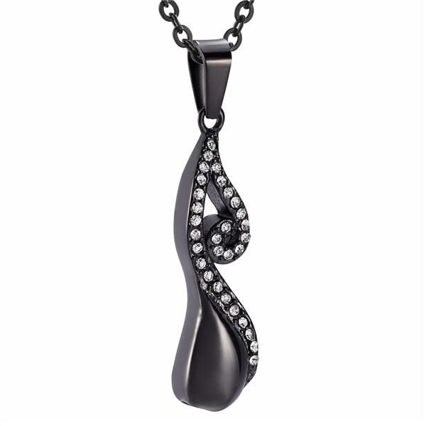 BIAIHQIE Stainless Steel Bowknot Cremation Necklace Memorial Funeral Cremains Holder Urn Keepsake Pendant Jewelry Music Note for Women Black