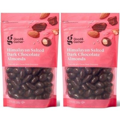 2 Set- Good & Gather Himalayan Salted Dark Chocolate Almonds. 13 Ounce. Sweet and Salty Snack. 64% Cacao. (2 Pack) 1.0 Count