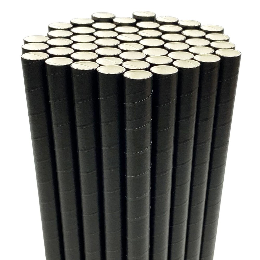 Disposable Drinking Straws Paper Biodegradable 0.5" 1/2 12mm Extra Wide for Boba Smoothies Bubble Tea Pearls Jumbo Milkshake Slushies Thick Shakes, Wedding Birthday Shower Party Supplies, Black 50 PCS