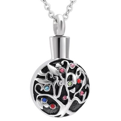 BIAIHQIE Cremation Life Tree Stainless Steel Ashes Holder Memorial Necklace Urn Pendant Keepsake Cremation Jewelry Free Engrave