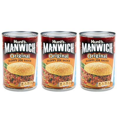 4 Set Sloppy Joe Canned 3 Pack ~ Hunt's Manwich Original Sloppy Joe Sauce 15 oz | Manwich Sloppy Joe