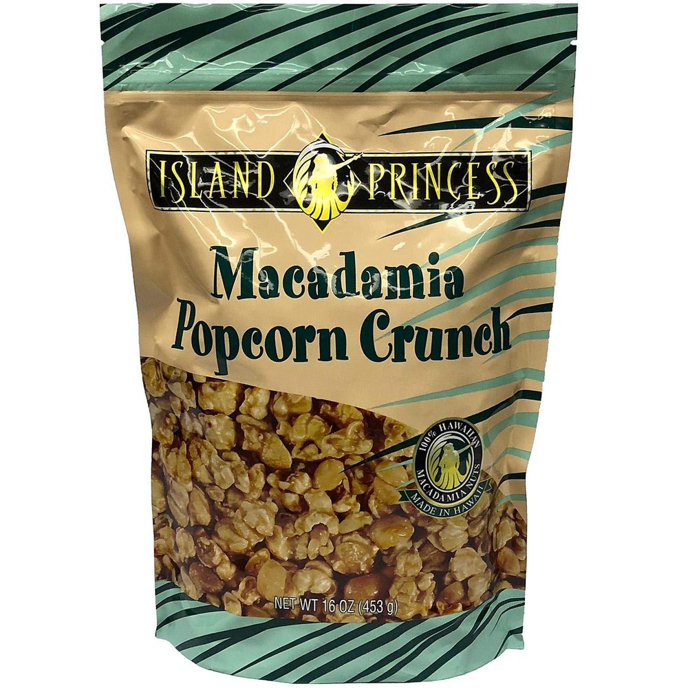 4 set - Island Princess Hawaiian Macadamia Nut Popcorn Crunch 16 oz. Bag