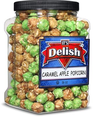 It's Delish Gourmet Caramel Apple Popcorn Mix by Its Delish, 16 OZ Jumbo Container Caramel Corn Air Popped Sweet & Crunchy Glazed Carmel Corn Snack - Gluten Free, Vegan, Kosher, 1 Count