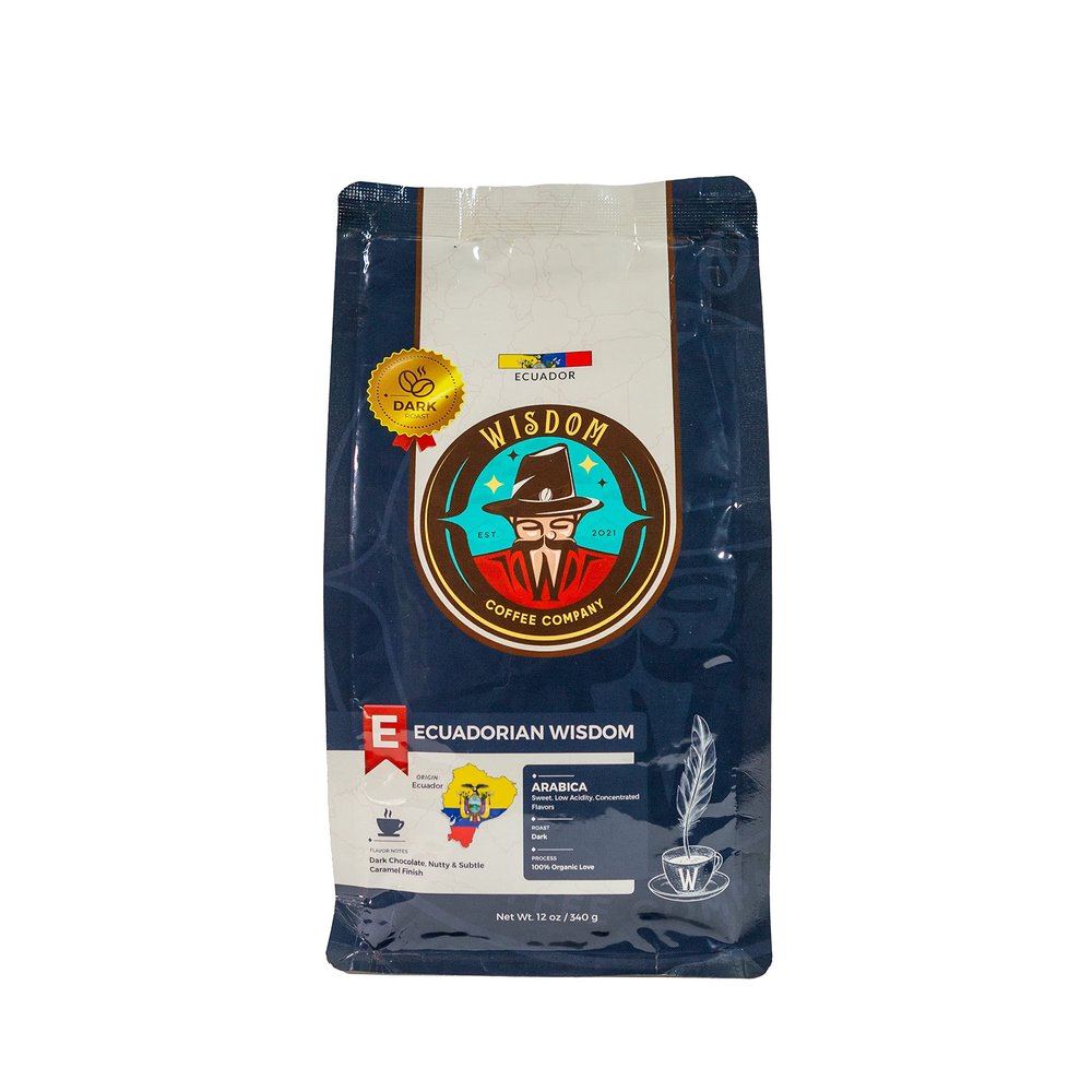 Wisdom Coffee Company Dark Roast Ecuadorian Coffee, 12 Ounce, Ground