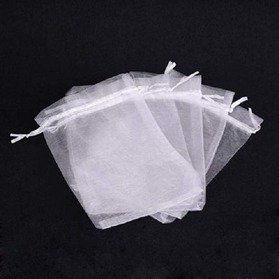 100Pcs Sheer Organza Bags 4"x6"/10cmx15cm, Mesh Organza Gift Bags,White Wedding Favor Bags With Drawstring,Jewelry Pouches Party Festival Gift Bags Candy Bags