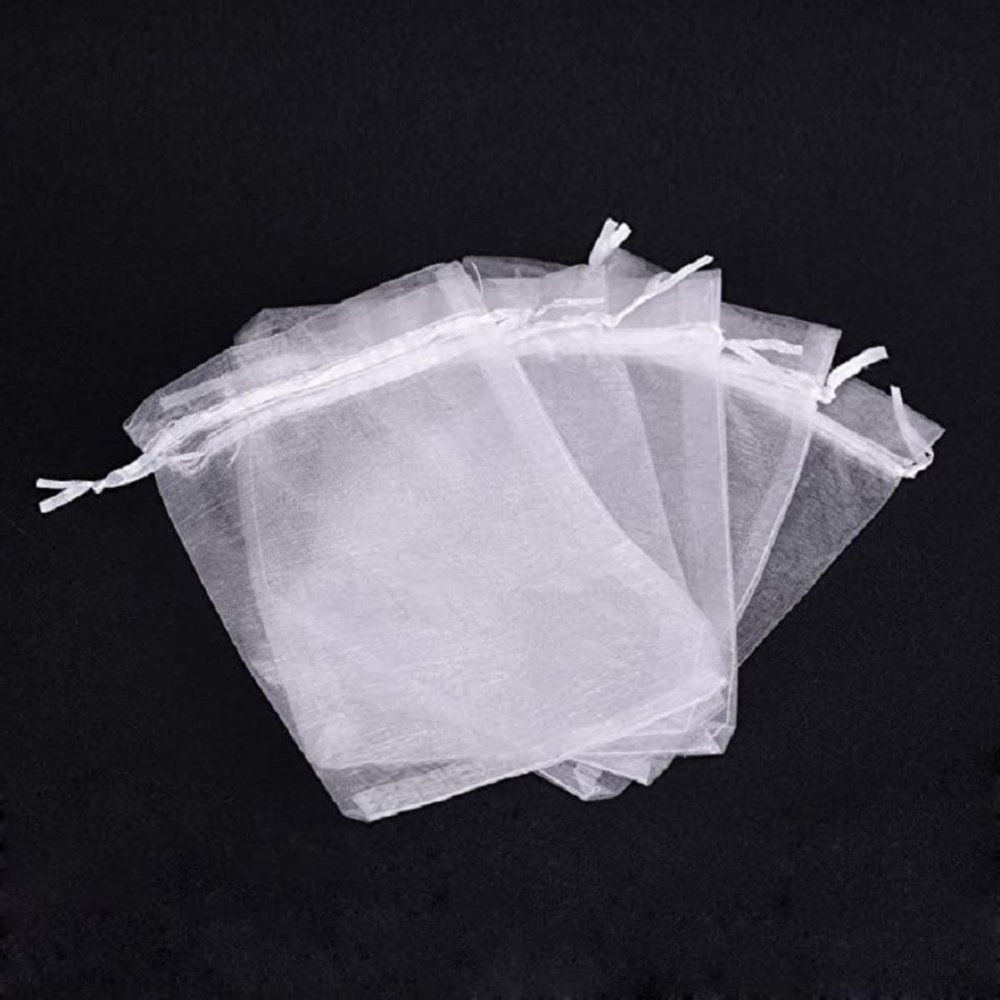 100Pcs Sheer Organza Bags 4"x6"/10cmx15cm, Mesh Organza Gift Bags,White Wedding Favor Bags With Drawstring,Jewelry Pouches Party Festival Gift Bags Candy Bags