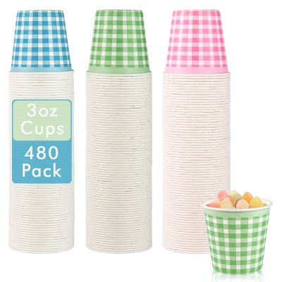 LITOPAK 480 Pack 3 oz Paper Cups, Colorful Disposable Bathroom Cups, Small Mouthwash Mugs for Home, Bathroom, Picnic, Party, and Events