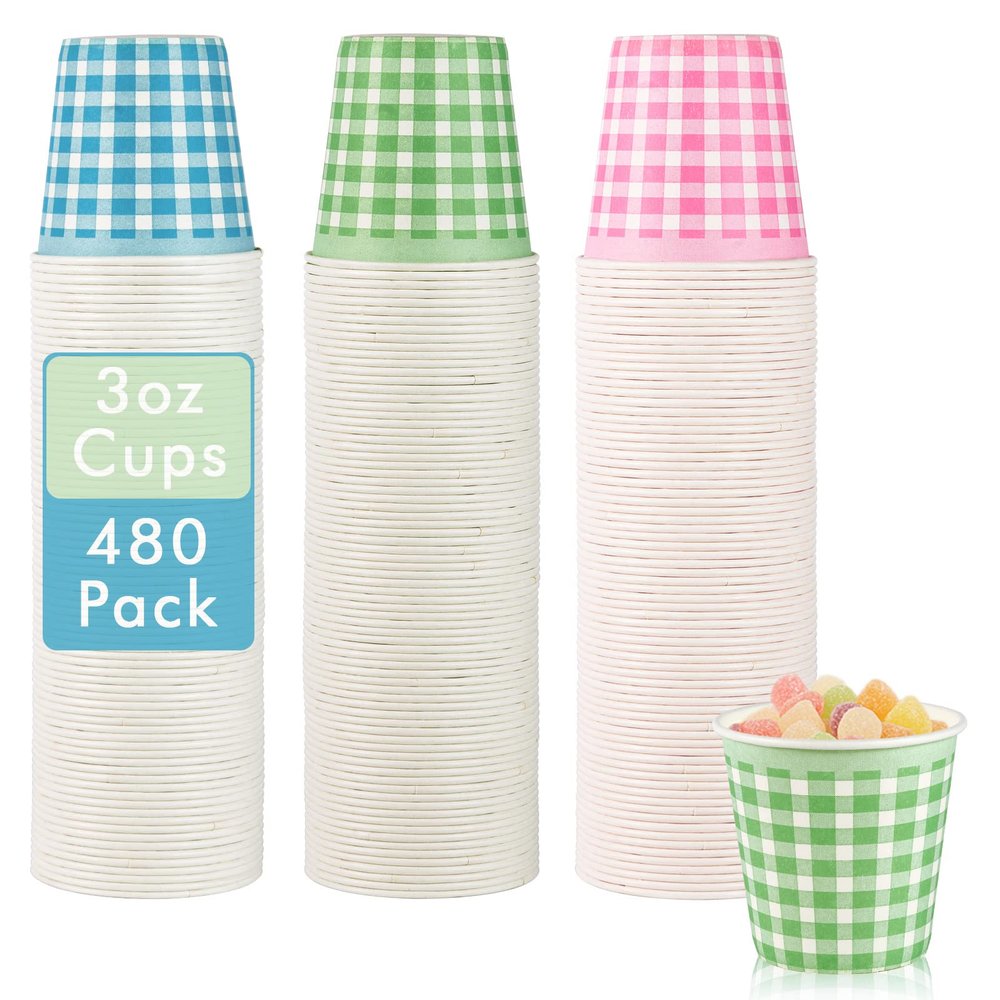 LITOPAK 480 Pack 3 oz Paper Cups, Colorful Disposable Bathroom Cups, Small Mouthwash Mugs for Home, Bathroom, Picnic, Party, and Events