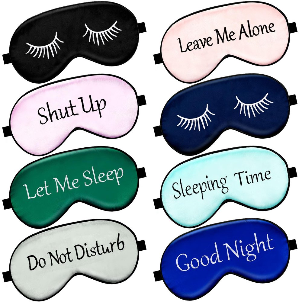 8 Pieces Sleep Mask Silk Eye Mask with Adjustable Strap Soft Blackout Blindfold Eye Cover for Women Men Full Night's Sleep, Travel, Nap, Meditation(Retro Colors)