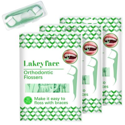 150 Count Orthodontic Flossers for Braces with Floss Dispenser, Brace Flossers for Kids Teeth & Adults, Dental Floss for Braces, Dental Floss Picks, 50 Count Bag (Pack of 3)