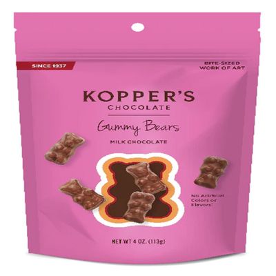 2 Set - Kopper's Chocolate Milk Chocolate Covered Gummy Bears - No Artificial Colors or Flavors - 4 Oz Pouch