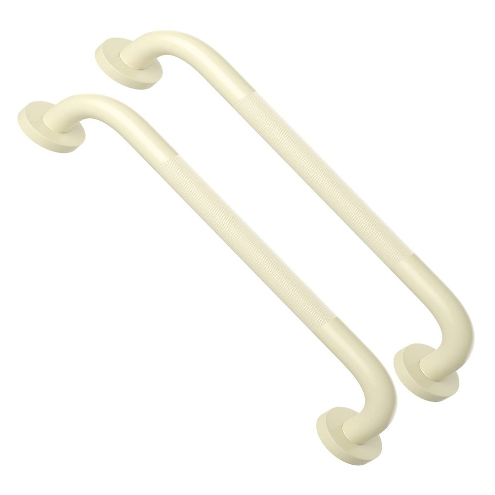 16 Inch Anti Slip Shower Grab Bar Handle Beige White, ZUEXT Stainless Steel Bathroom Grab Bar, Knurled Bathroom Balance Bar, Safety Hand Rail Support,Handicap Elderly Injury Senior Assist Bath Handle