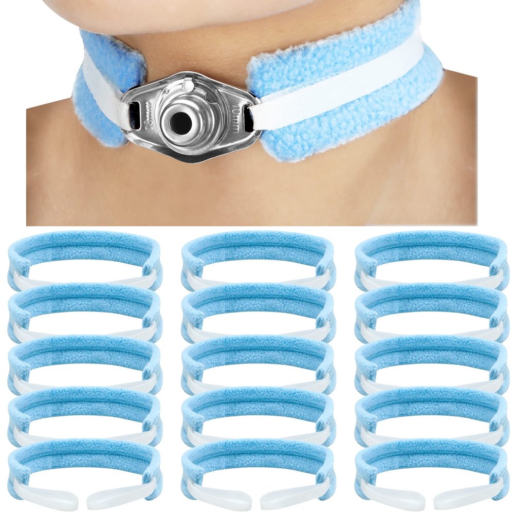 Sosation 15 Pcs Tracheostomy Tube Holder Adjustable Tracheostomy Supplies Tube Holder Soft Reusable Care Kits for Men and Women, One Size Fits Most People
