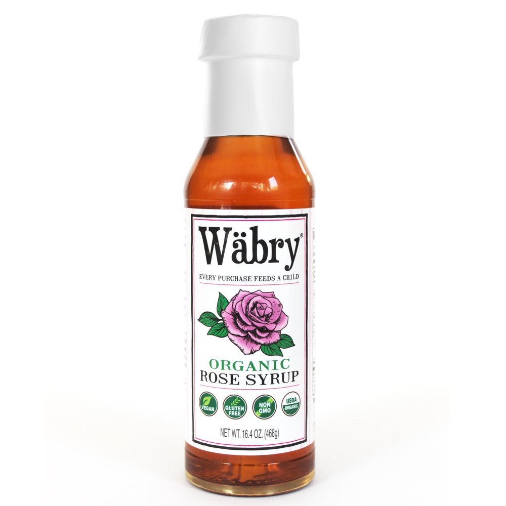 Wbry Organic Rose Syrup 16.4oz (468g), Natural Coffee Syrup, Perfect for Lattes, Tea, Shaved Ice and Soda, Vegan Friendly, Non-GMO, Dye-Free Snow Cone Syrup BPA-Free Plastic Bottle