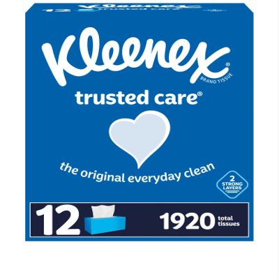 Kleenex Trusted Care 2-ply Facial Tissues, Flat Boxes (160 tissues/box, 12 boxes)